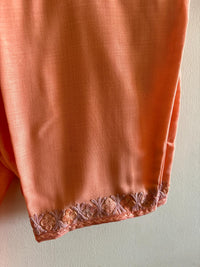 Pamposh Peach Premium Sellf Aari Embroidered Kurta Set – Summer Edition