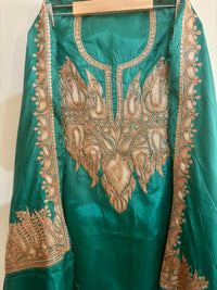 Khwaab Green Silk Suit with Botta Tilla Embroidery