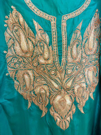 Khwaab Green Silk Suit with Botta Tilla Embroidery