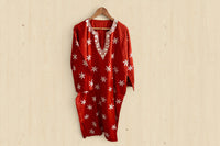 Sheena Royal Rust Orange Hand Made Aari Work Pheran