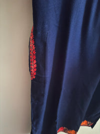 Gulaab Navy Blue Aari Embroidery Work Kurta Cord Set for Winter