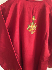 Sheena Royal Rust Maroon Hand Made Aari Work Kurti Pheran