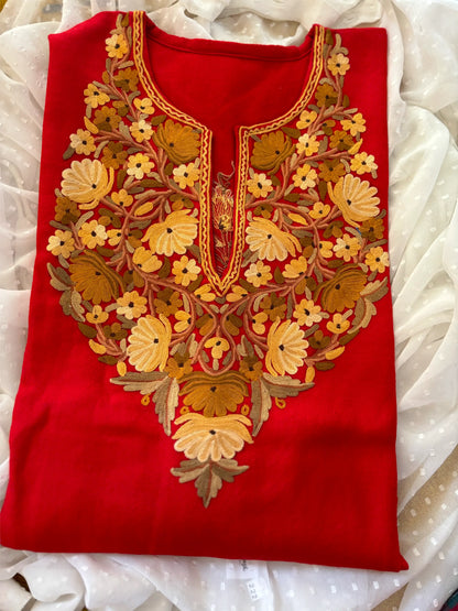 Sheen Red HandMade Aari Work Pheran