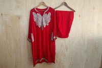 Leela Stitched Red Premium Crepe Suit Set with Tilla Embroidery
