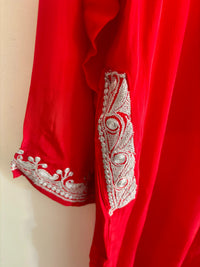 Leela Stitched Red Premium Crepe Suit Set with Tilla Embroidery