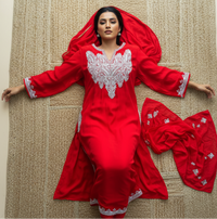 Leela Stitched Red Premium Crepe Suit Set with Tilla Embroidery