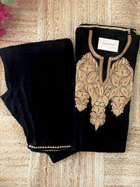 Zooni Black Tilla  Embroidery Work Pheran Set