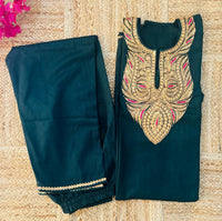 Zooni Bottle Green Tilla  Embroidery Work Pheran Set