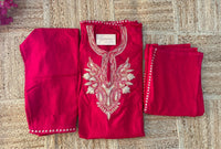 Zooni Rani Pink Tilla Embroidery Work Pheran Set -3 pc