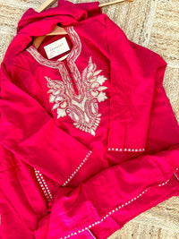 Zooni Rani Pink Tilla Embroidery Work Pheran Set -3 pc