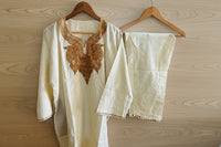 Zooni Off White Tilla Embroidery Work Pheran Set -3 pc
