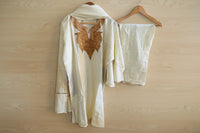 Zooni Off White Tilla Embroidery Work Pheran Set -3 pc