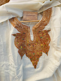 Zooni Off White Tilla Embroidery Work Pheran Set -3 pc