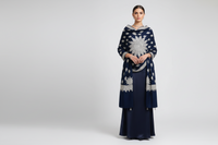 Waadi Royal Bule Shawl with  Silver Tilla Work