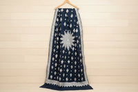 Waadi Royal Dusky Bule Shawl with  Silver Tilla Work