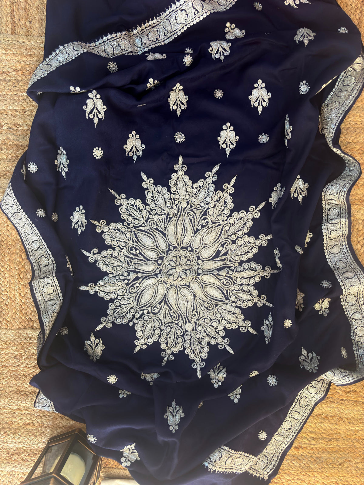 Waadi Royal Bule Shawl with Tilla Work
