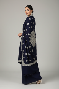 Waadi Royal Bule Shawl with Tilla Work