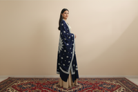 Waadi Royal Bule Shawl with Tilla Work