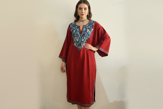 Dhurandhar Rust Orange II Aari Work Pheran