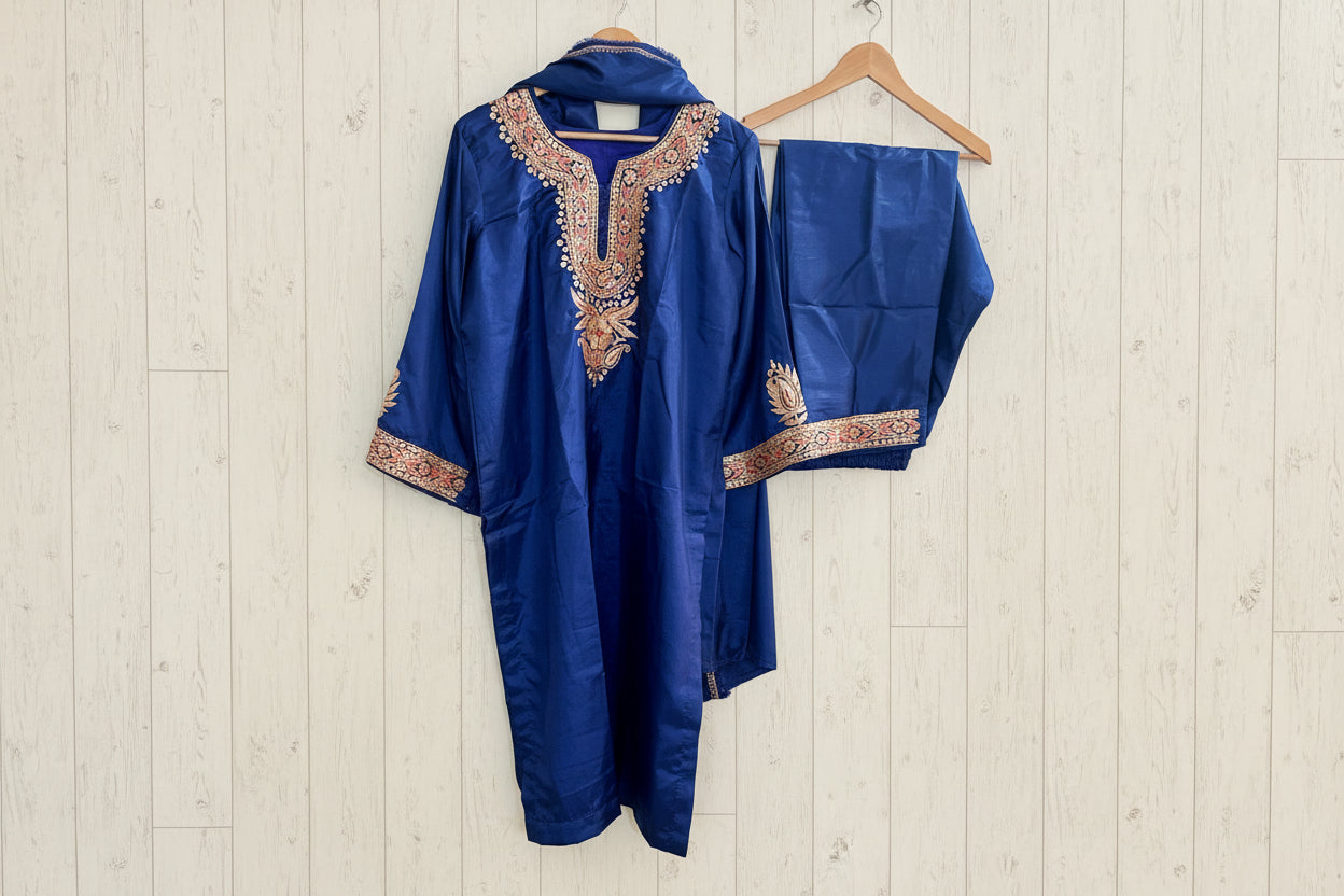 Leela Stitched Navy Blue Tilla Suit Set with dupatta