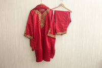 Leela Stitched Rust Red Tilla Suit Set with Tilla Embroidery