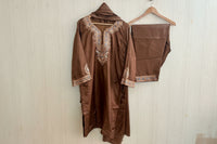 Leela Stitched Brown Tilla Suit Set with Dupatta
