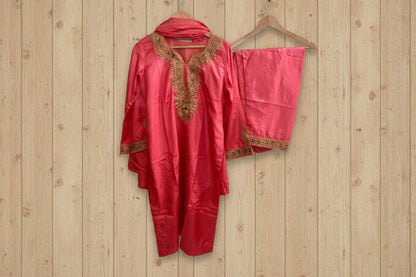 Leela Stitched Pink Tilla Suit Set with Dupatta