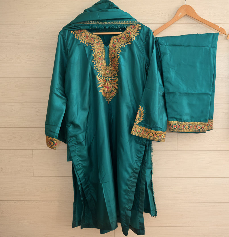Leela Stitched Green Tilla Suit Set with Dupatta