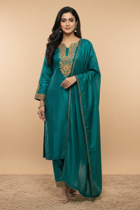 Leela Stitched Green Tilla Suit Set with Dupatta