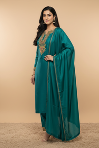 Leela Stitched Green Tilla Suit Set with Dupatta