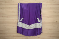 Mahren Purple Crepe Saree With  Premium Kashmiri Tilla Embroidery