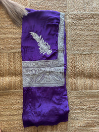 Mahren Purple Crepe Saree With  Premium Kashmiri Tilla Embroidery