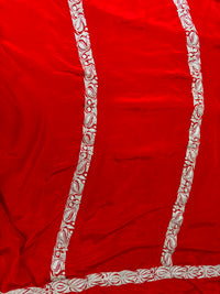 Mahren Red Crepe Saree With Kashmiri Silver Tilla Embroidery