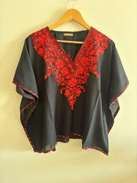 Lailaa Black Short Kaftan with Aari Work Embroidery