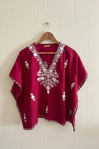 Lailaa Maroon Short Kaftan with Aari Work Embroidery