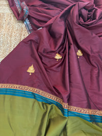 Nayna Maroon Unstiched Mysore Silk Suit with Tilla Embroidery