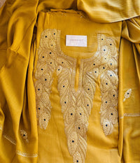 Premium Mustard  Winter Unstiched Suit with Tilaa Embroidery