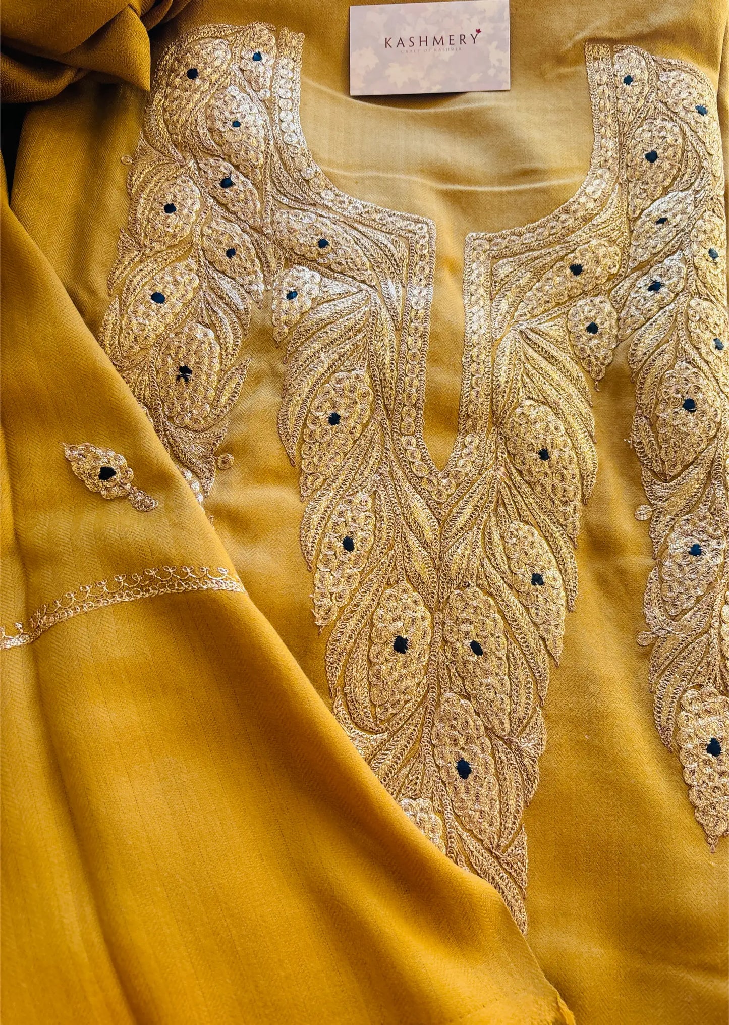 Premium Mustard Unstiched Suit with Tilaa Embroidery