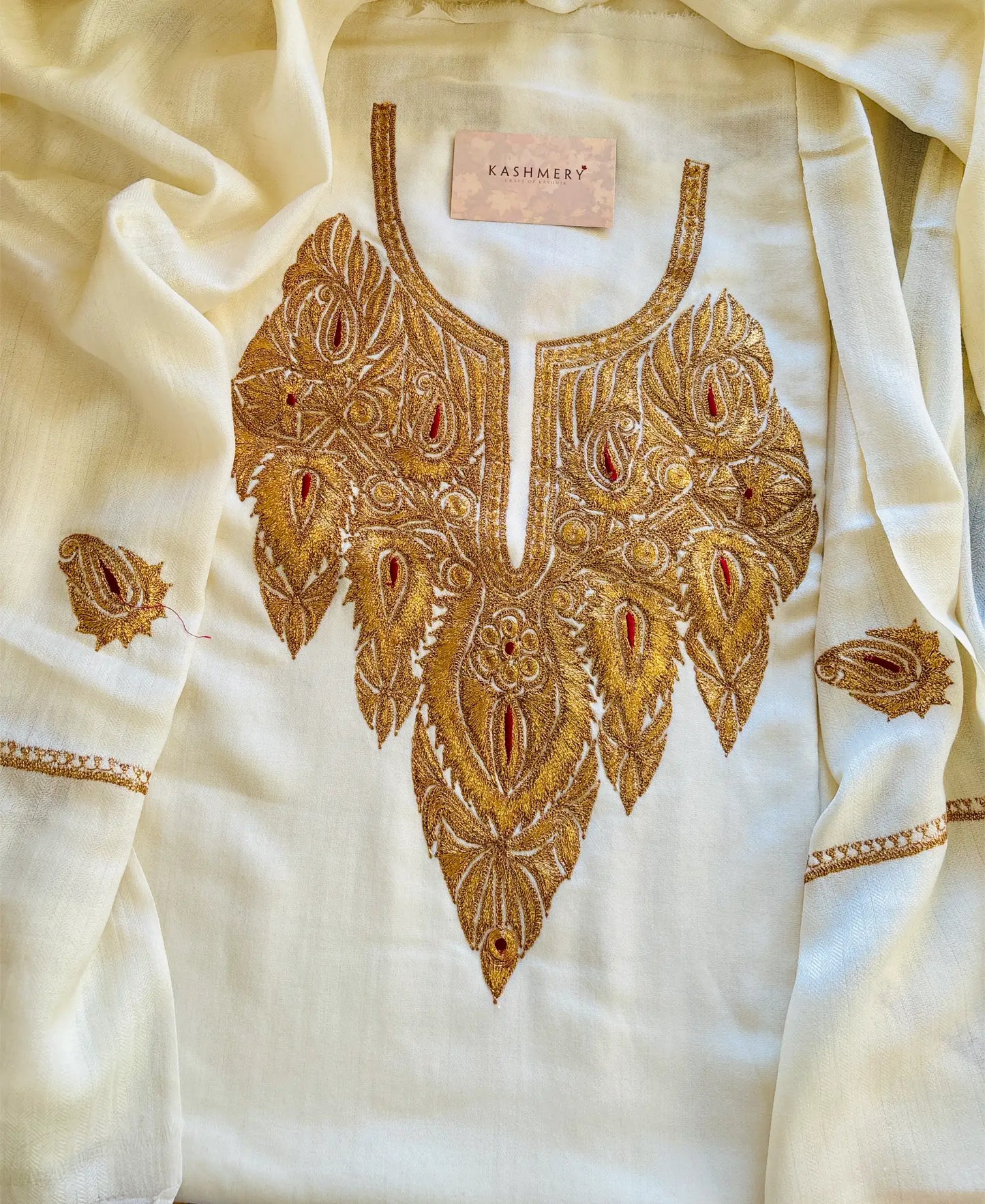 Premium Ivory Unstiched Suit with Tilaa Embroidery