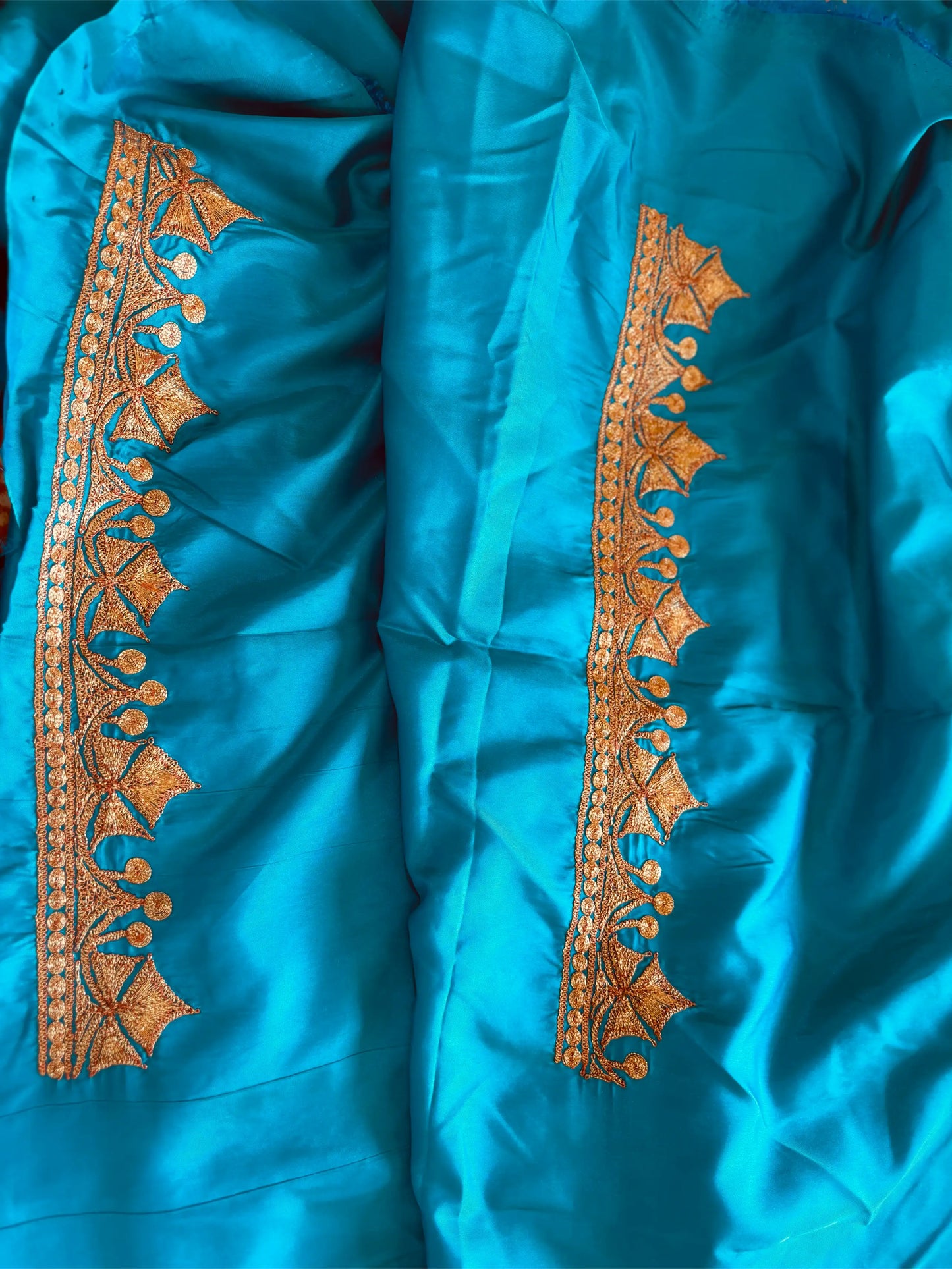 Ferozi Blue Unstiched Suit with Tilla Embroidery