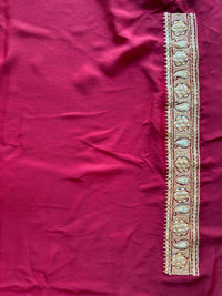 Mahren Royal Maroon Crepe Saree With Kashmiri Tilla Embroidery