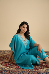 Lailaa Ferozi Long Zari Work Kaftan Set