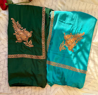 Omang Ferozi Crepe Saree with Kasmiri Tilla Embroidery