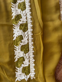 Lailaa Olive Green Aari Work Saree