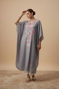 Heer Grey Color Aari Work Kaftan