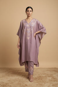 Heer Pastel Pink Long Aari Work Kaftan Set
