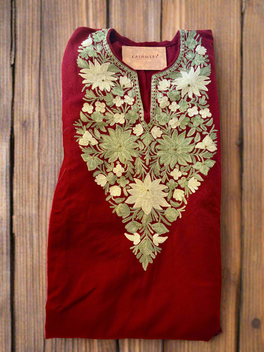 Chinar Maroon Shade Aari Work Pheran