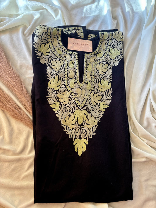 Chinar Black Embroidery Aari Work Pheran