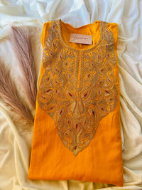 Sana Yellow Tilla  Embroidery  Work Pheran