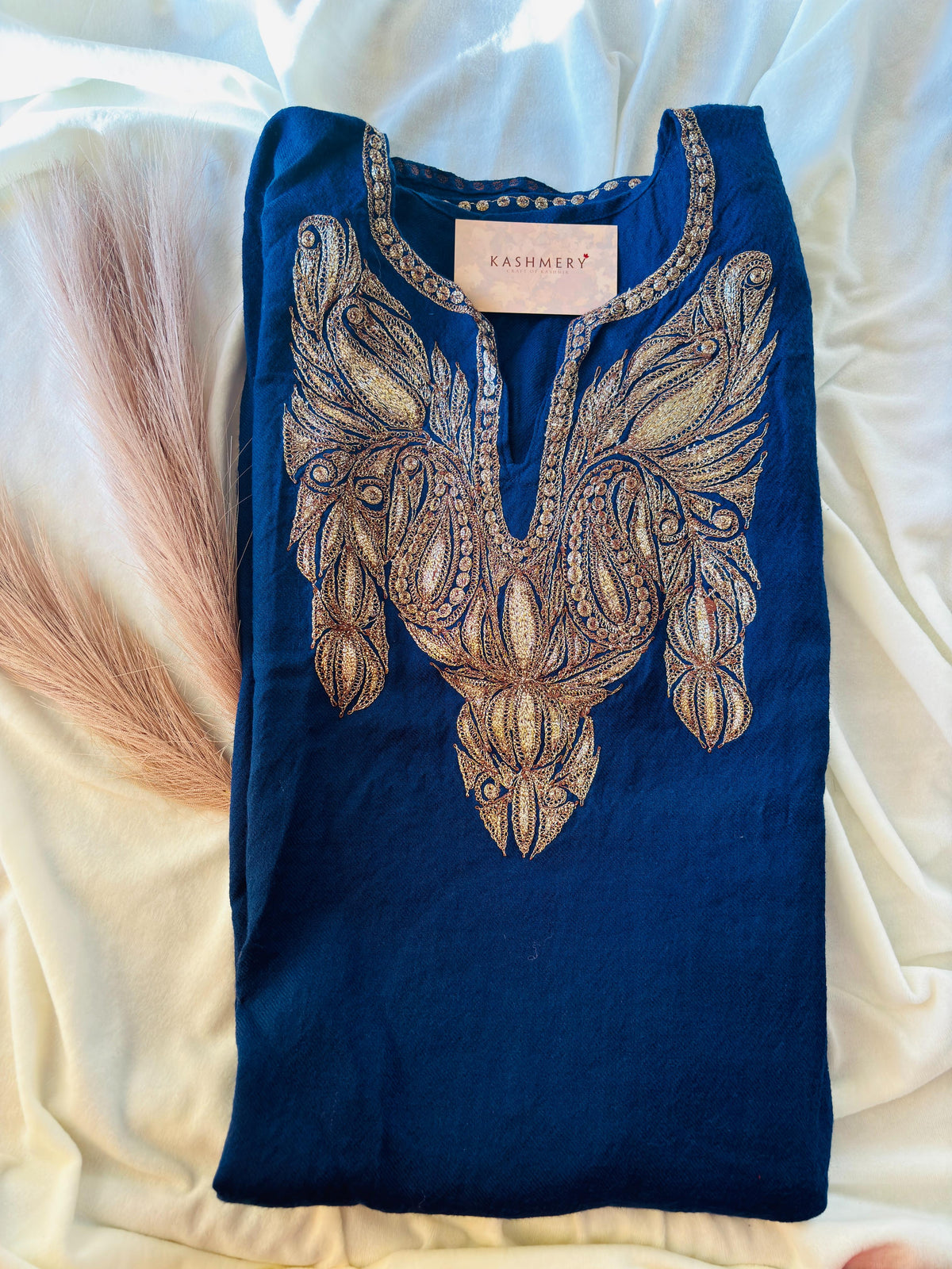 Sana Navy Blue with Bronze Tilla  Embroidery Work Pheran